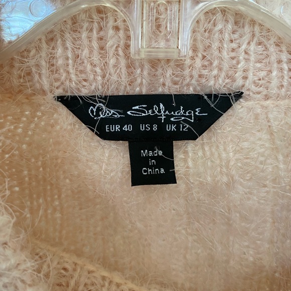 ASOS Miss Selfridge fuzzy Baby Pink Pastel Sweater Mock Neck - Picture 4 of 4